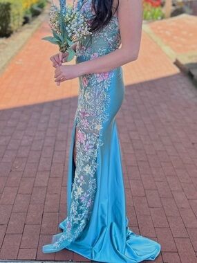 open lace back dress Classy Silver Flowy Long Tulle Prom Dress with Short Sleeves Custom Size / Custom Color